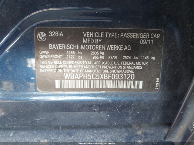 Продаж на аукціоні авто 2011 Bmw 328i, vin: WBAPH5C5XBF093120, номер лоту: 44124550