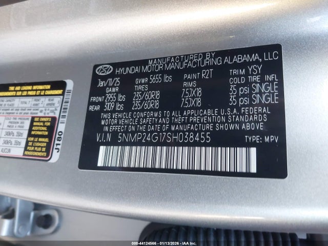 5NMP24G17SH038455 Hyundai Santa Fe Hybrid Sel