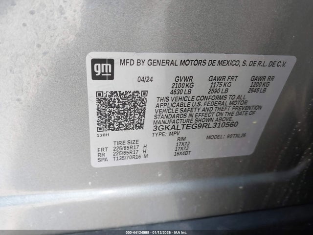 Aukcja sprzedaży 2024 Gmc Terrain Awd Sle, vin: 3GKALTEG9RL310560, numer aukcji: 44124588