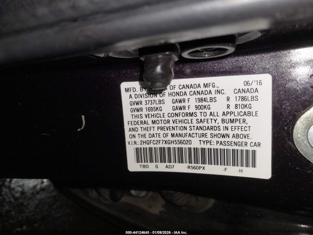 Honda CIVIC EX 2016 2HGFC2F7XGH556020 Image 9