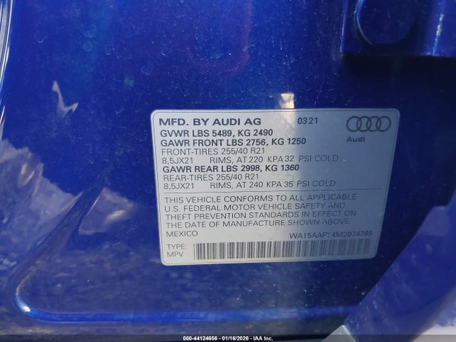 WA15AAFY4M2074788 Audi Q5 Sportback Premium Plus 45 Tfsi Quattro S Tronic
