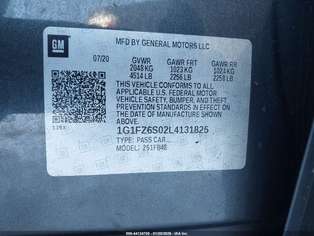 1G1FZ6S02L4131825 Chevrolet Bolt Ev Fwd Premier