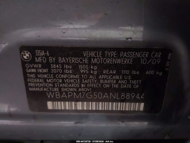 2010 BMW 335I WBAPM7G50ANL88944 Photo 8