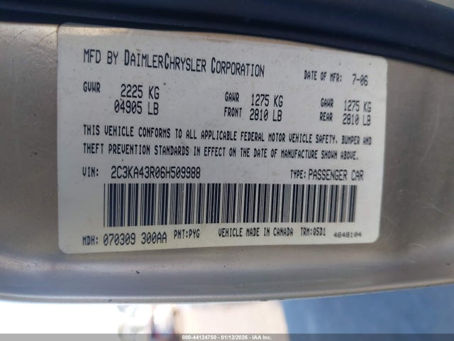 2006 CHRYSLER 300 2C3KA43R06H509988 Photo 8