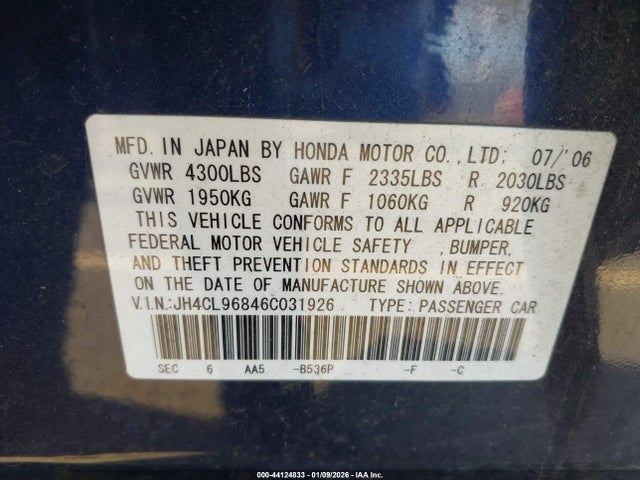 2006 ACURA TSX JH4CL96846C031926 Photo 8