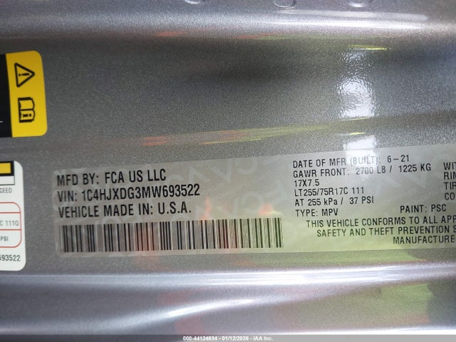 2021 JEEP WRANGLER UNLIMITED 1C4HJXDG3MW693522 Photo 8