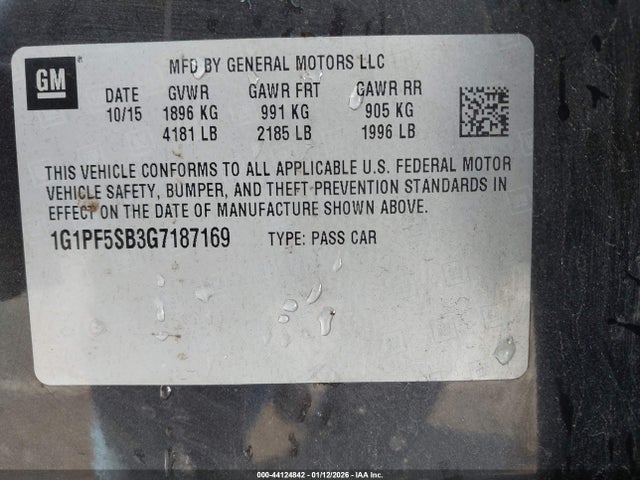 1G1PF5SB3G7187169 Chevrolet Cruze Limited 2lt Auto