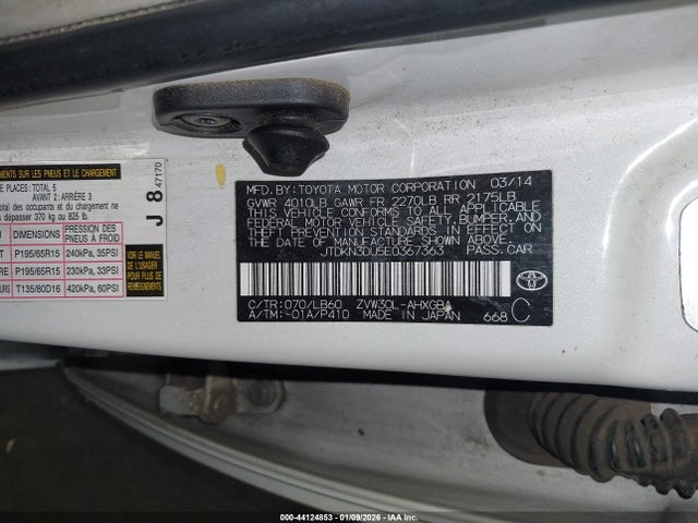 Toyota Prius 2014 JTDKN3DU5E0367363 Image 9