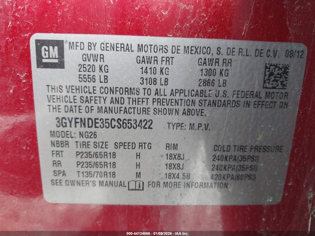 2012 CADILLAC SRX 3GYFNDE35CS653422 Photo 8