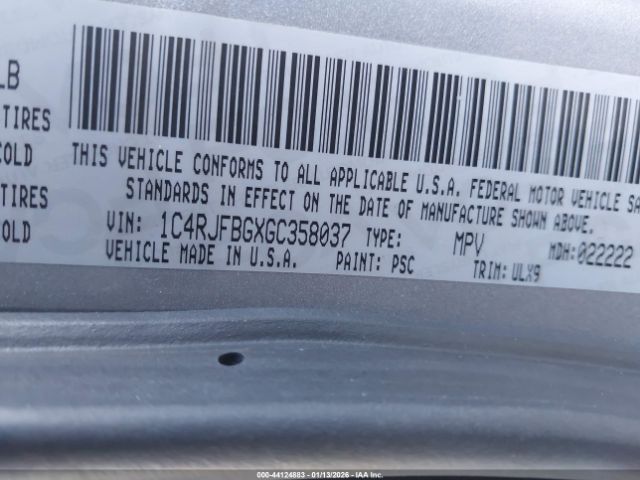 2016 JEEP GRAND CHEROKEE 1C4RJFBGXGC358037 Photo 8