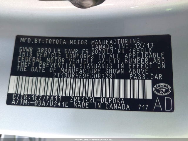 Toyota COROLLA L 2014 2T1BURHE9EC083281 Image 26