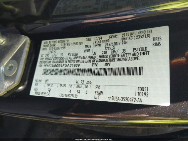 2015 FORD ESCAPE 1FMCU9G91FUA31989 Photo 8