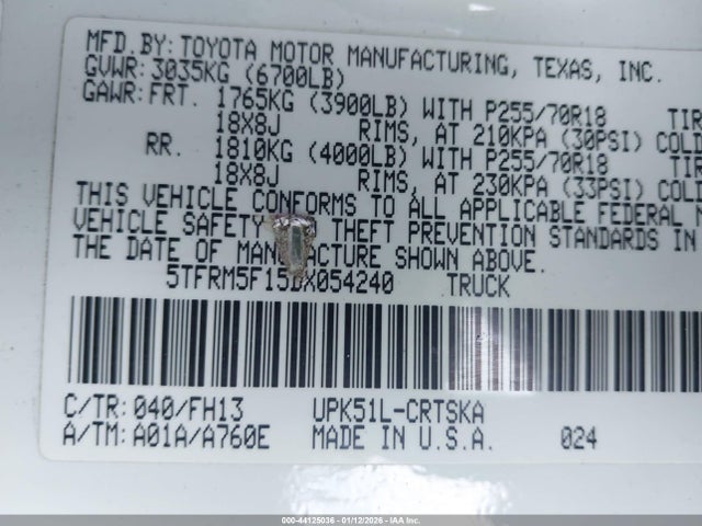 2013 TOYOTA TUNDRA 5TFRM5F15DX054240 Photo 8