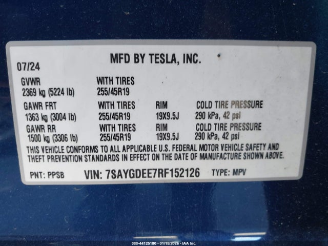 2024 TESLA MODEL Y 7SAYGDEE7RF152126 Photo 8