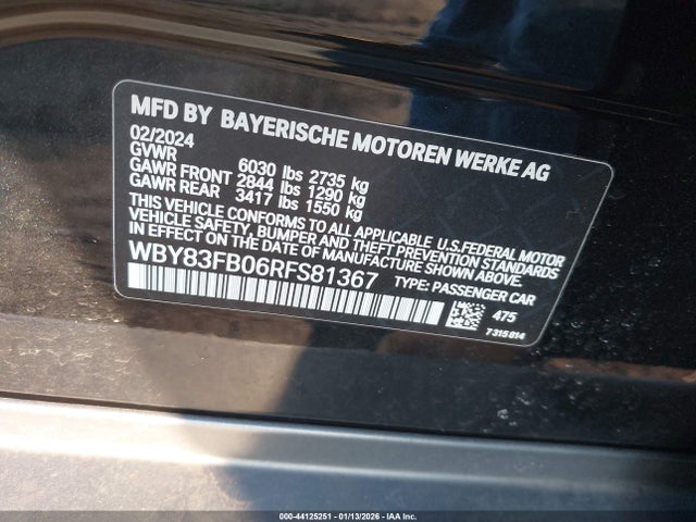 WBY83FB06RFS81367 BMW I4 Gran Coupe Xdrive40