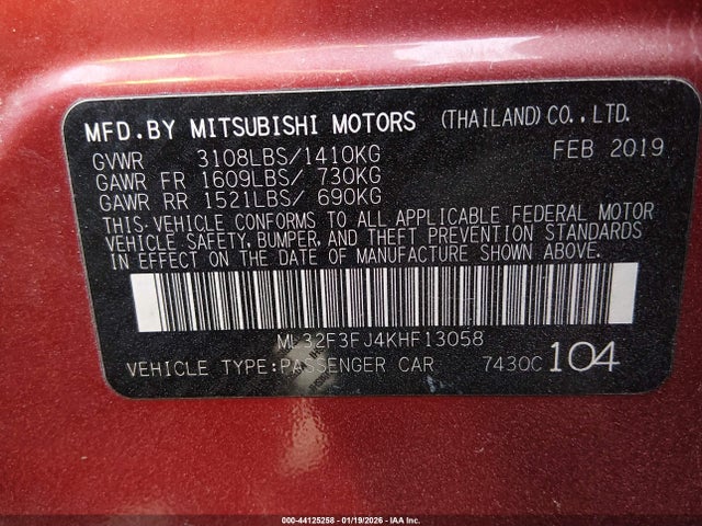 2019 MITSUBISHI MIRAGE G4 ML32F3FJ4KHF13058 Photo 8