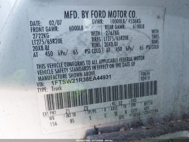 2008 FORD F-250 1FTSW21R38EA44931 Photo 8