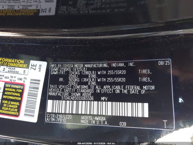 5TDACAB50SS065506 Toyota Grand Highlander Hybrid Limited