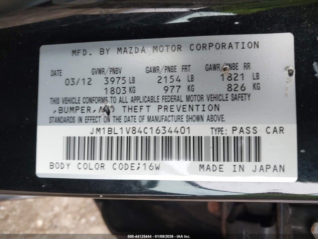 Aukcja sprzedaży 2012 Mazda Mazda3 I Touring, vin: JM1BL1V84C1634401, numer aukcji: 44125444