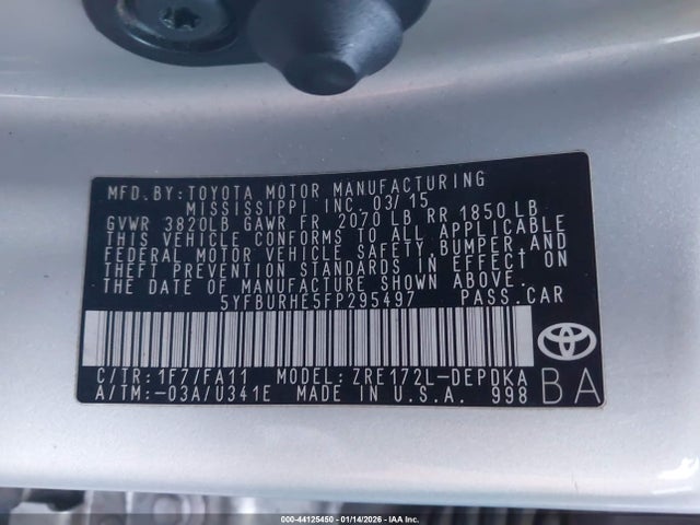 5YFBURHE5FP295497 Toyota COROLLA L