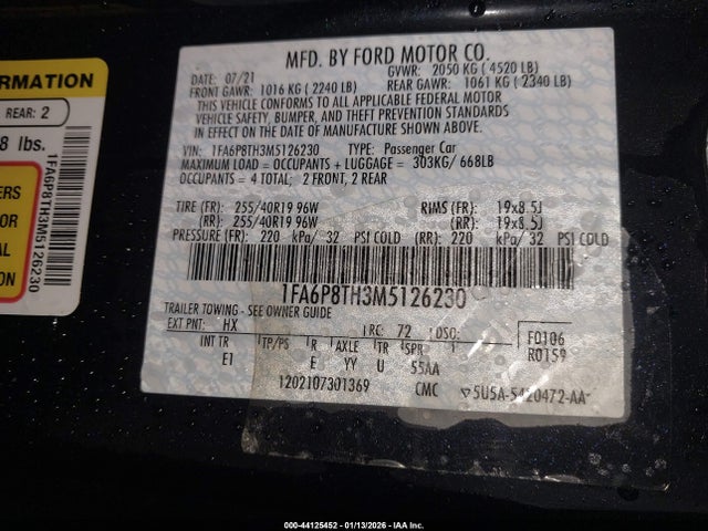 Ford Mustang Ecoboost Premium Fastback 2021 1FA6P8TH3M5126230 Image 9