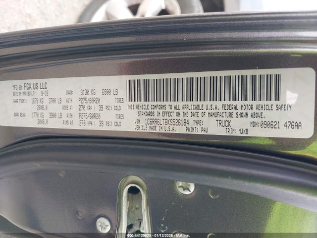 44125625 :رقم المزاد ، 1C6RR6LT6KS526184 vin ، 2019 Ram 1500 Classic Lone Star  4x2 5'7 Box مزاد بيع