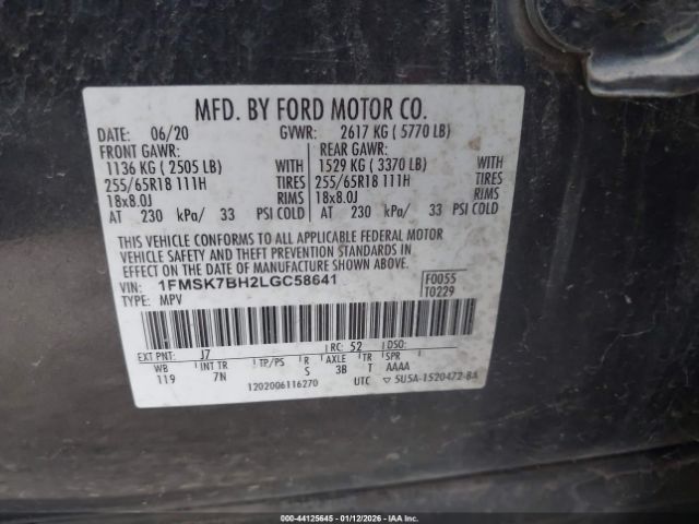 2020 FORD EXPLORER 1FMSK7BH2LGC58641 Photo 8