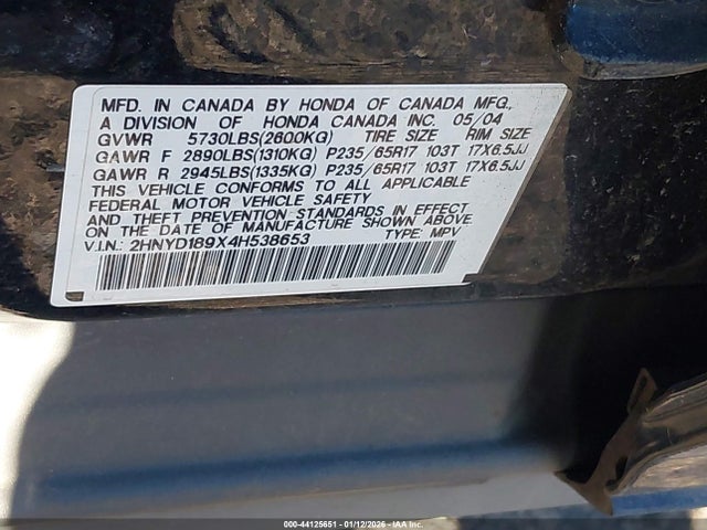 2004 ACURA MDX 2HNYD189X4H538653 Photo 8