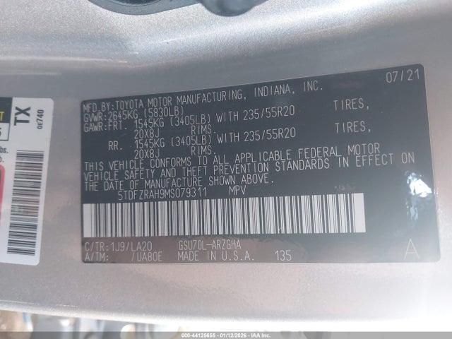Toyota Highlander Platinum 2021 5TDFZRAH9MS079311 Image 9