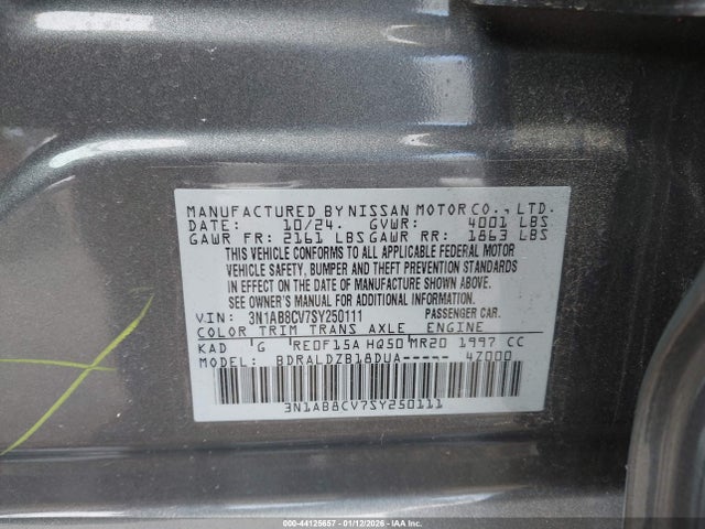 3N1AB8CV7SY250111 Nissan SENTRA SV