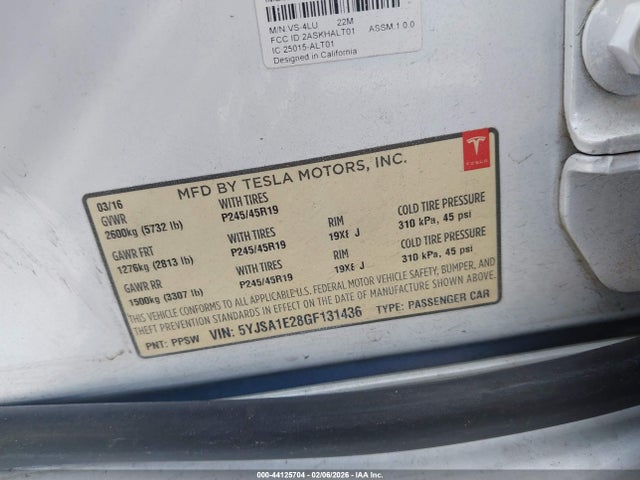 2016 TESLA MODEL S 5YJSA1E28GF131436 Photo 8