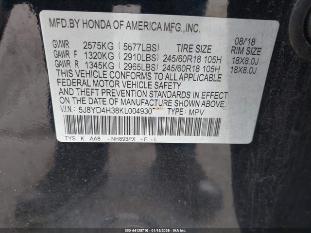 2019 ACURA MDX 5J8YD4H38KL004930 Photo 8