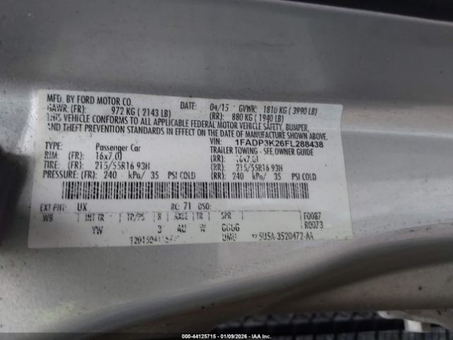 2015 FORD FOCUS 1FADP3K26FL288438 Photo 8