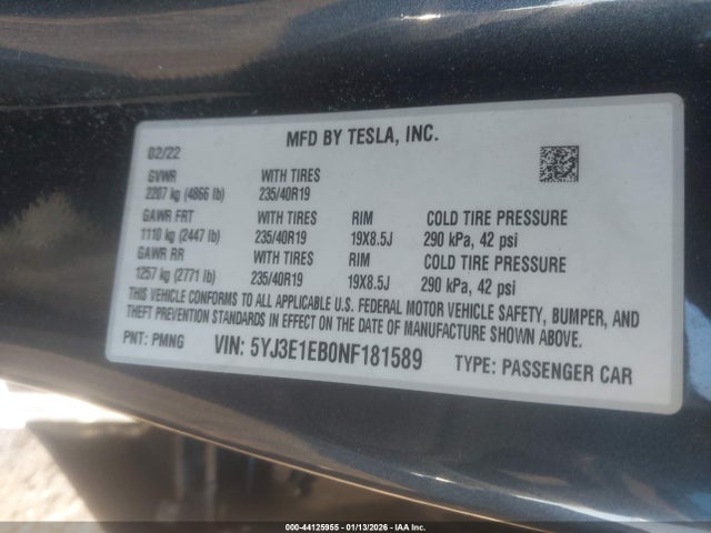 2022 TESLA MODEL 3 5YJ3E1EB0NF181589 Photo 8