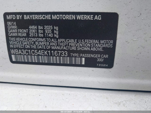 Продажа на аукционе авто 2014 Bmw 328i, vin: WBA3C1C54EK116733, номер лота: 44126007