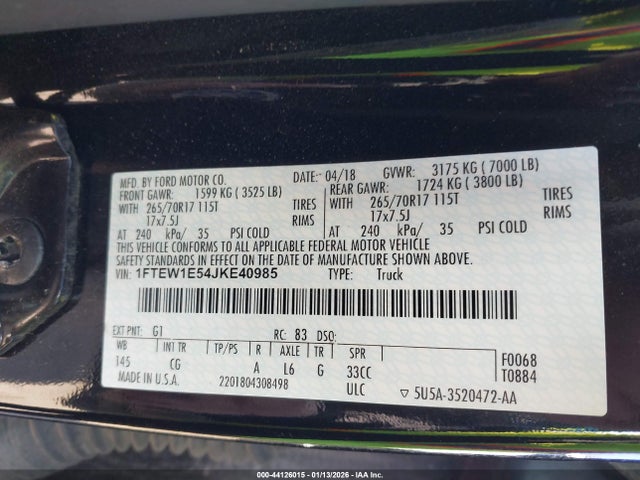 Ford F-150 Xl 2018 1FTEW1E54JKE40985 Image 9