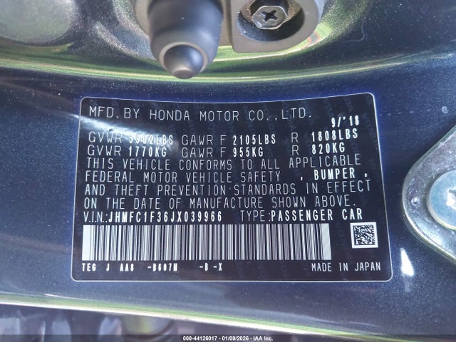 JHMFC1F36JX039966 Honda Civic Ex-t