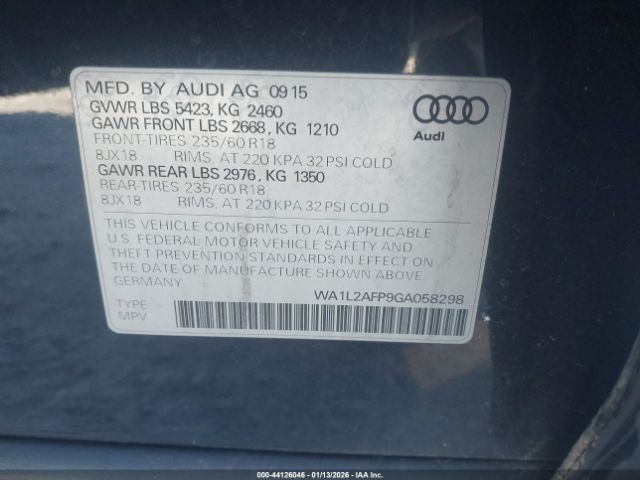 2016 AUDI Q5 WA1L2AFP9GA058298 Photo 8
