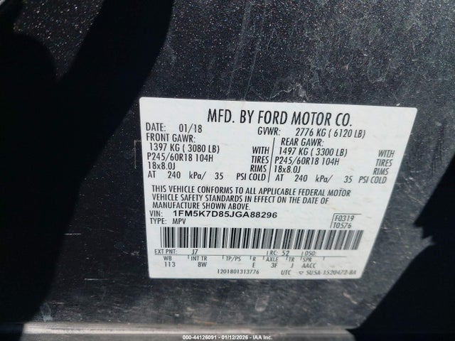 2018 FORD EXPLORER 1FM5K7D85JGA88296 Photo 8