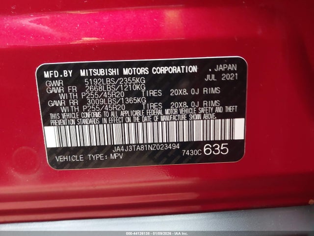 2022 MITSUBISHI OUTLANDER JA4J3TA81NZ023494 Photo 8