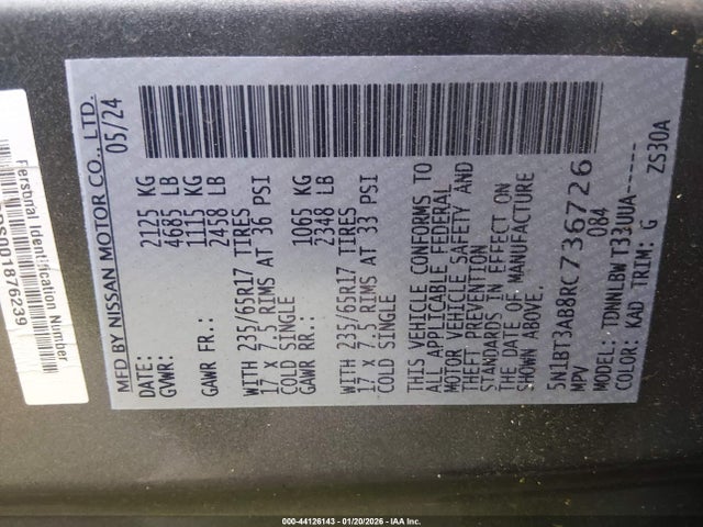 5N1BT3AB8RC736726 Nissan Rogue S Intelligent Awd