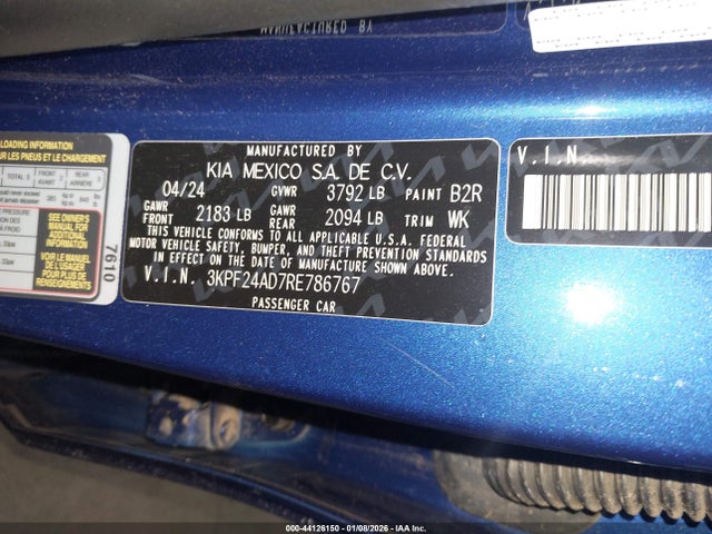 3KPF24AD7RE786767 KIA Forte Lxs