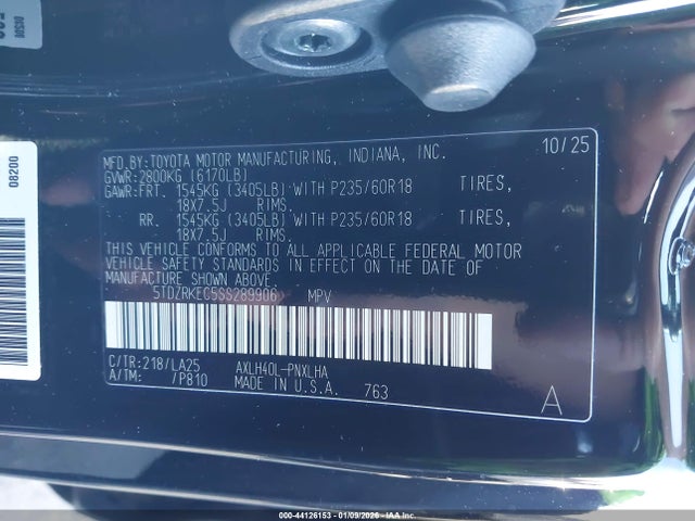 5TDZRKEC5SS289906 Toyota Sienna Limited