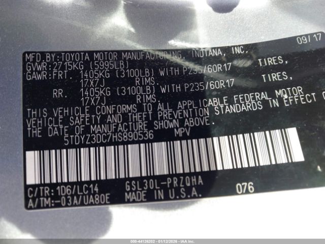 2017 TOYOTA SIENNA 5TDYZ3DC7HS890536 Photo 8