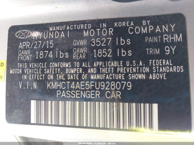 Hyundai ACCENT GLS 2015 KMHCT4AE5FU928079 Image 9
