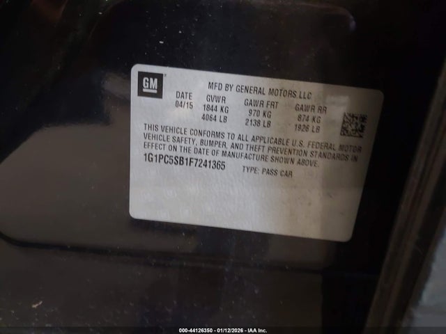 1G1PC5SB1F7241365 Chevrolet Cruze 1lt Auto