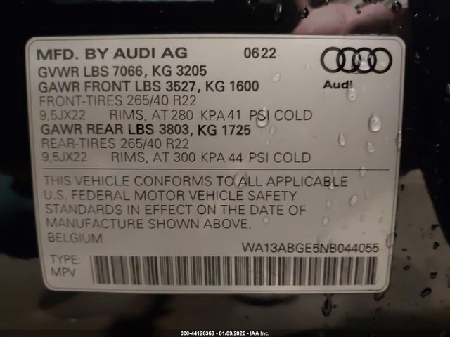 2022 AUDI E-TRON SPORTBACK WA13ABGE5NB044055 Photo 8