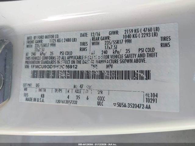 1FMCU9GD1HUC46912 Ford ESCAPE SE