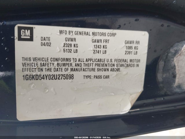 2002 CADILLAC DEVILLE 1G6KD54Y02U275098 Photo 8