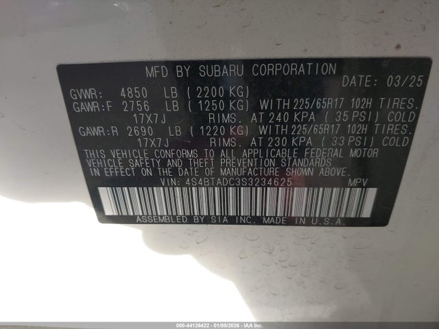 4S4BTADC3S3234625 Subaru Outback Premium
